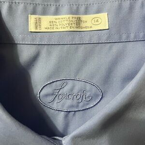 Foxcroft Slate Blue Wrinkle Free No Iron Collared Short Sleeve Shirt Size 14